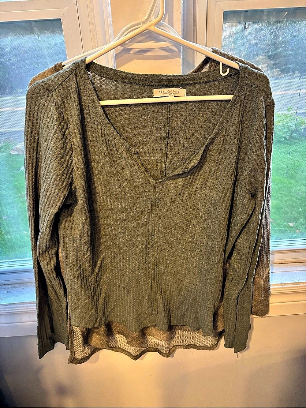 Bundle 2 Long Sleeve Waffle V-Neck Tee Olive